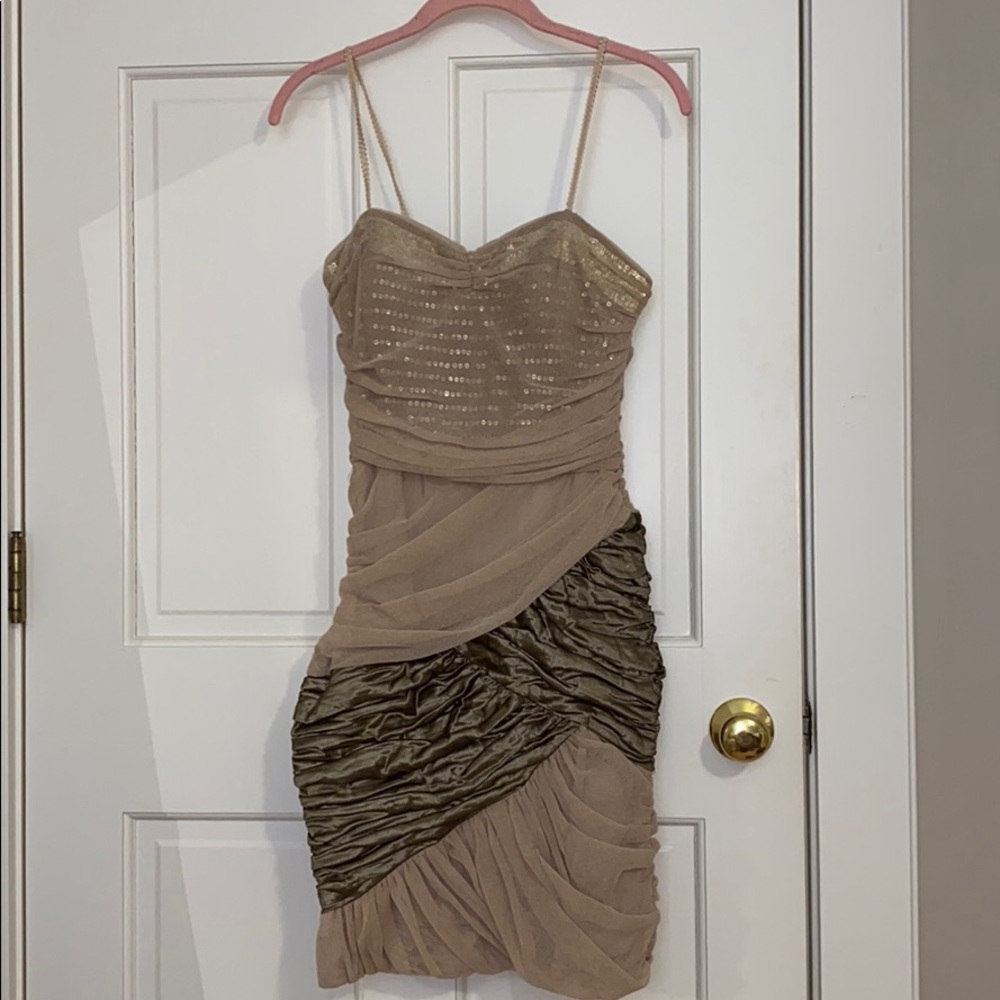 Nicole Miller Brown & Gold Dress
